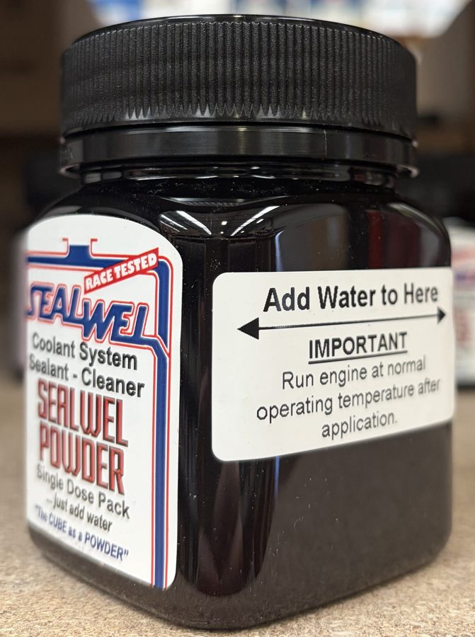 Sealwel powder jar showing the Add Water to Here line
